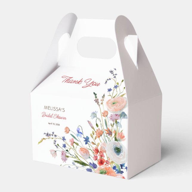 Elegant Floral Bridal Shower Thank You Favour Box (Front Side)