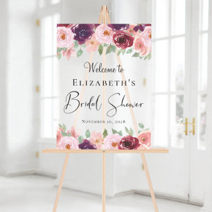 Elegant Floral Bridal Shower Welcome Frosted Acrylic Sign