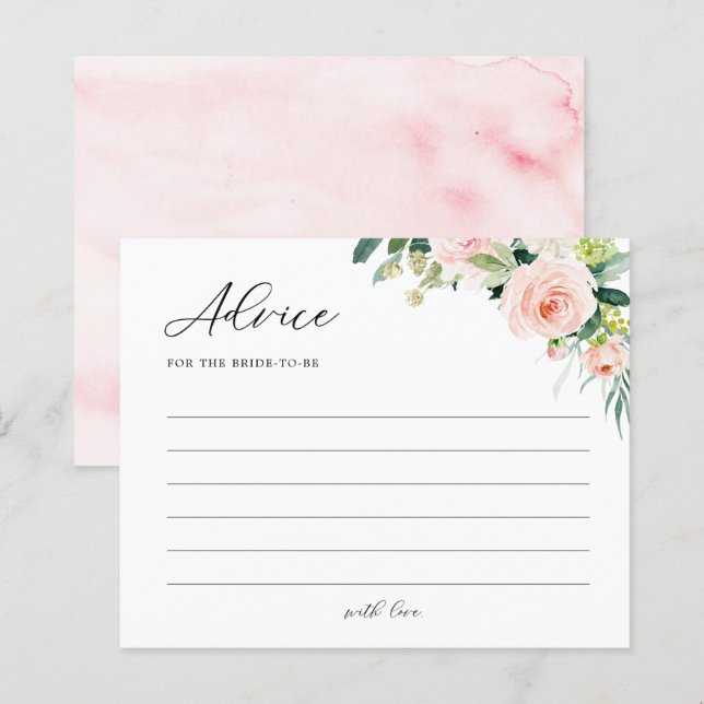 Elegant Floral Bridal Shower Words of Advice Card (Front/Back)