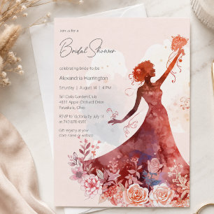 Elegant Floral Bridal Silhouette Bridal Shower Invitation