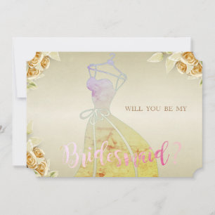 Elegant, Floral, Bride Dress Bridesmaid Card