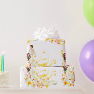 Elegant Floral Bride Romantic Wedding Design  Wrapping Paper