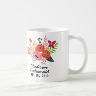 Elegant Floral Bridesmaid Coffee Mug