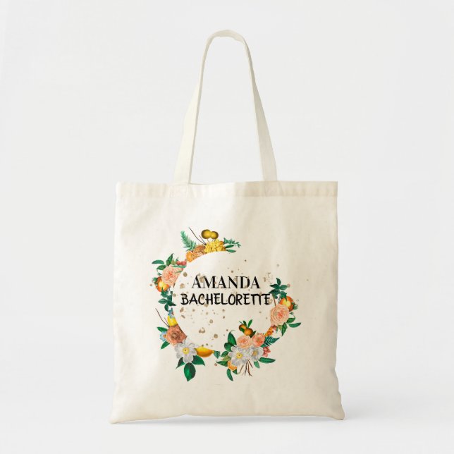 Elegant Floral Bridesmaid Tote Bag (Front)