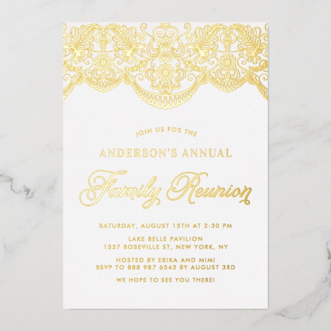 Elegant Floral Brocade Lace Family Reunion (Front)