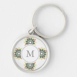 Elegant Floral Bud Pastels Pattern Key Ring