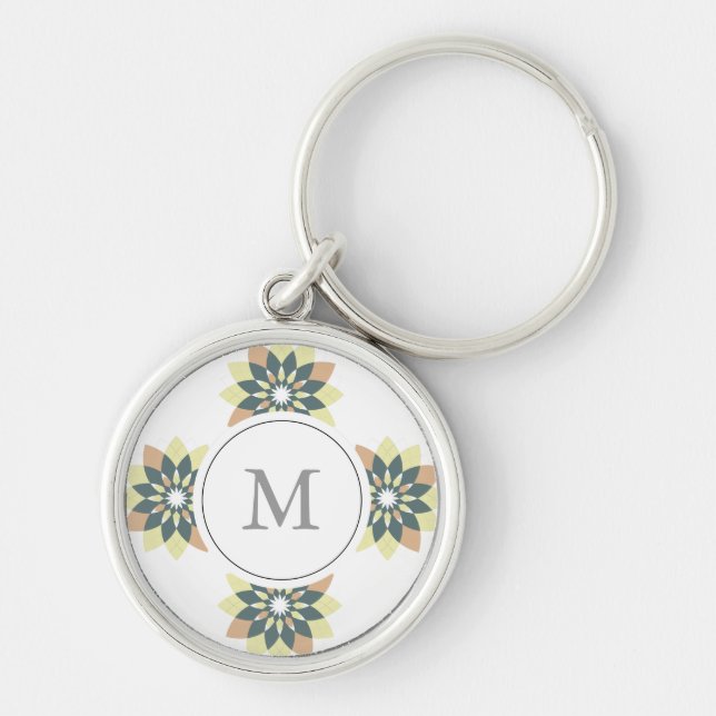 Elegant Floral Bud Pastels Pattern Key Ring (Front)