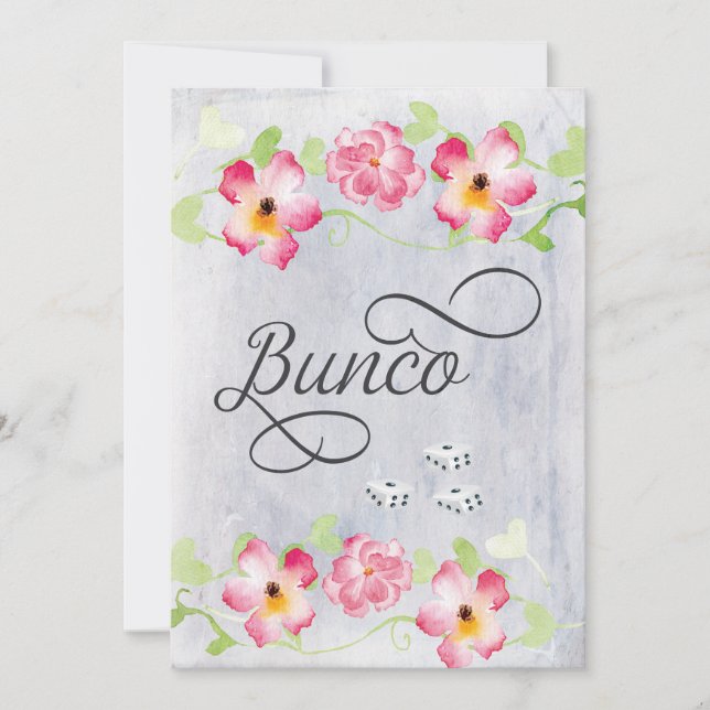Elegant Floral Bunco Girls Night Out Party Invitation (Front)