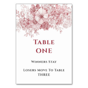 Elegant Floral Bunco Table One Number