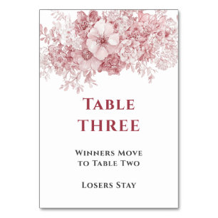 Elegant Floral Bunco Table Three Number