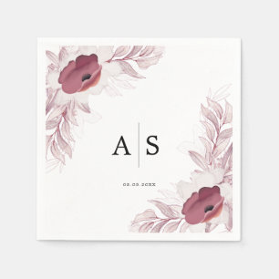 Elegant floral Burgunder-red-white Napkin