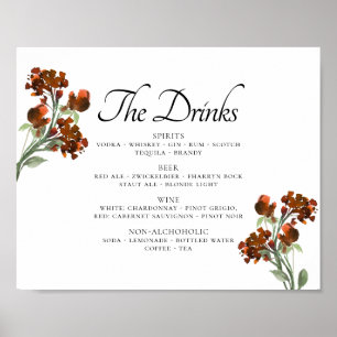 Elegant Floral Burgundy Blush Navy Drink Choice Poster