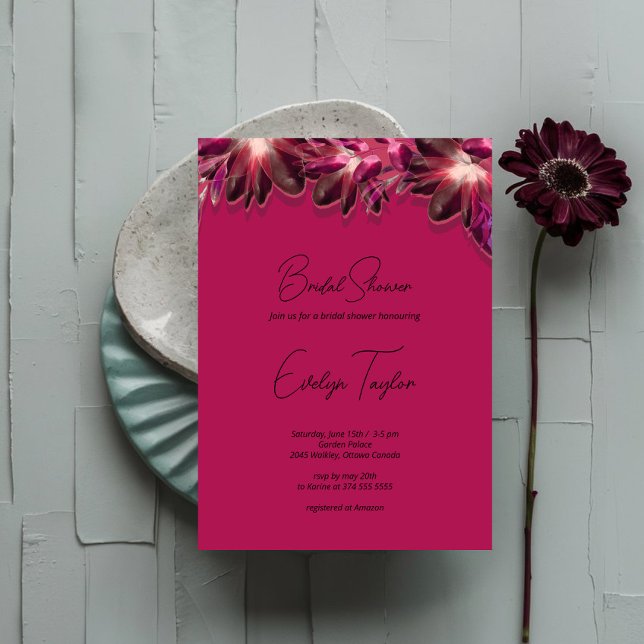Elegant Floral Burgundy Bridal Shower  Invitation (Creator Uploaded)