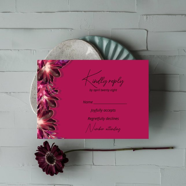 Elegant Floral Burgundy RSVP Card (Creator Uploaded)