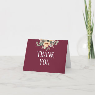 Elegant floral burgundy thank you card