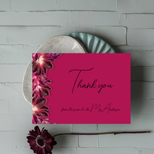 Elegant Floral Burgundy Thank You Card