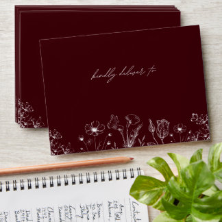 Elegant Floral Burgundy Wedding  Envelope