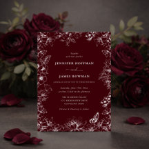 Elegant Floral Burgundy Wedding Invitation