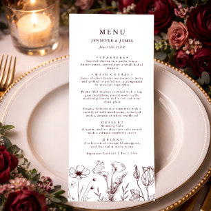 Elegant Floral Burgundy Wedding  Menu