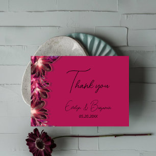 Elegant Floral Burgundy wedding Thank You Card