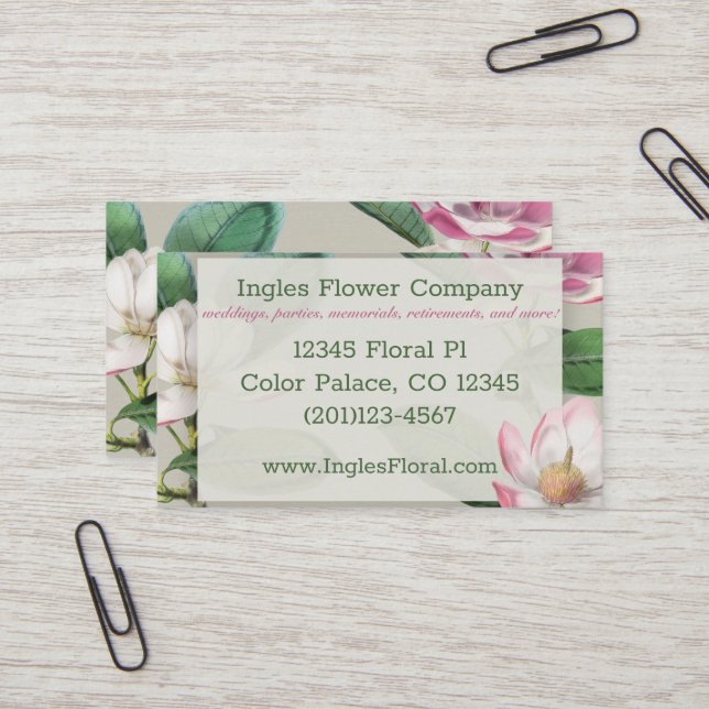 Elegant Floral  Business Card (Front/Back In Situ)