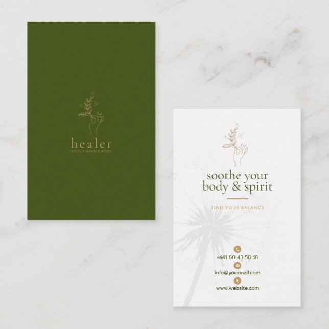 Elegant Floral Business Card Energy Care (Front/Back)