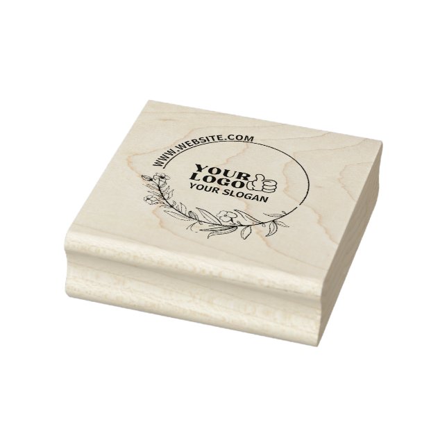 Elegant Floral Business Logo Rubber Stamp - Custom (Stamp)