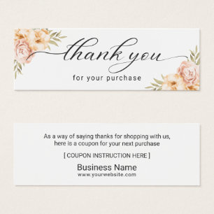 Elegant Floral Business Thank You Coupon Insert