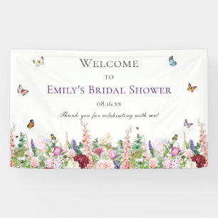 Elegant Floral & Butterflies Bridal Shower Banner