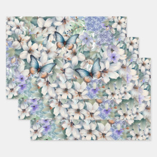 Elegant Floral & Butterflies Wrapping Paper Sheet