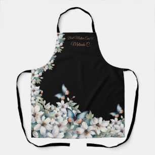 Elegant Floral & Butterfly Apron