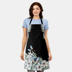Elegant Floral & Butterfly Apron