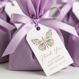 Elegant Floral Butterfly Baby Shower Favour Gift Tags