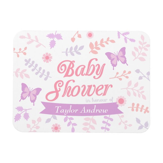 Elegant Floral Butterfly Baby Shower Party Favours Magnet (Horizontal)