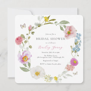 Elegant Floral Butterfly Bridal Shower Invitation