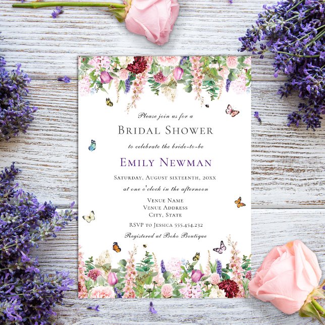 Elegant Floral Butterfly Bridal Shower  Invitation (Creator Uploaded)