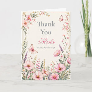 Elegant Floral Butterfly Bridal Shower Thank You Card