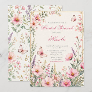 Elegant Floral Butterfly Brunch Invitation