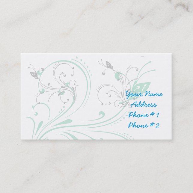 Elegant Floral Butterfly Business Card (Front)