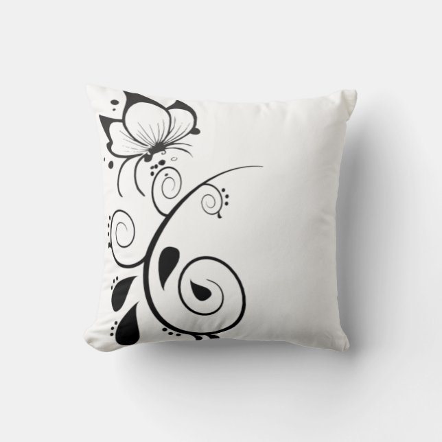 Elegant Floral Butterfly Design Pillows (Front)