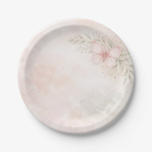 Elegant Floral Butterfly Garden Paper Plate