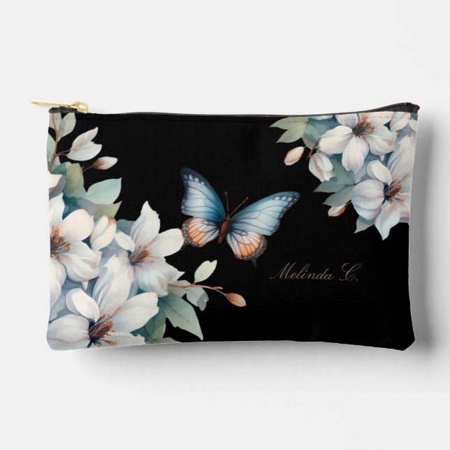 Elegant Floral Butterfly Make-Up Bag (Front)