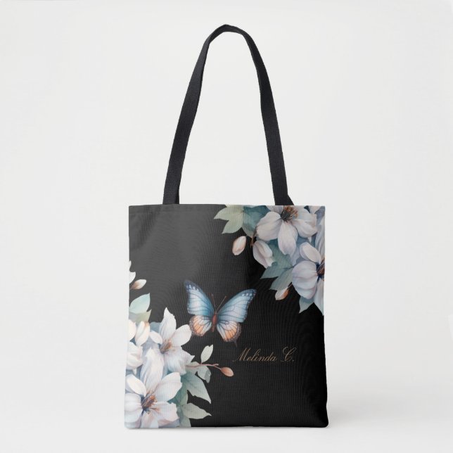 Elegant Floral Butterfly Mother's Day Tote Bag (Front)