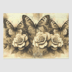 Elegant Floral Butterfly Photo Style Vintage Tissue Paper