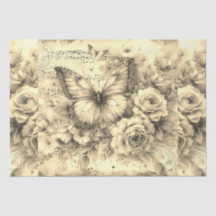 Elegant Floral Butterfly Photo Style Vintage  Tissue Paper