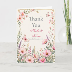 Elegant Floral Butterfly Wedding Thank You Card