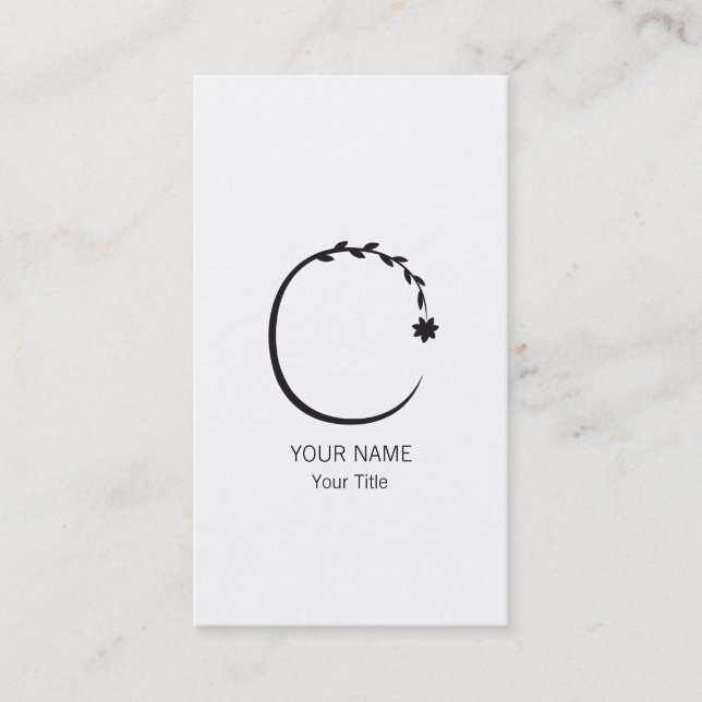 ELEGANT FLORAL C MONOGRAM WHITE BUSINESS CARD (Front)