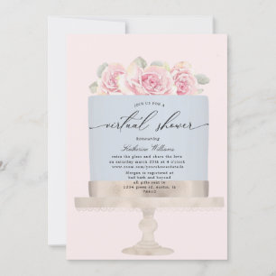 elegant floral cake virtual Shower Invitation