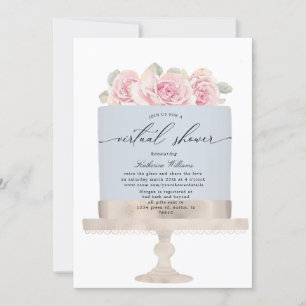 elegant floral cake virtual Shower Invitation