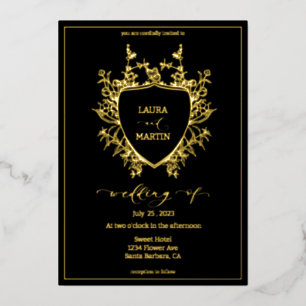 Elegant floral, calligraphy script foil holiday c